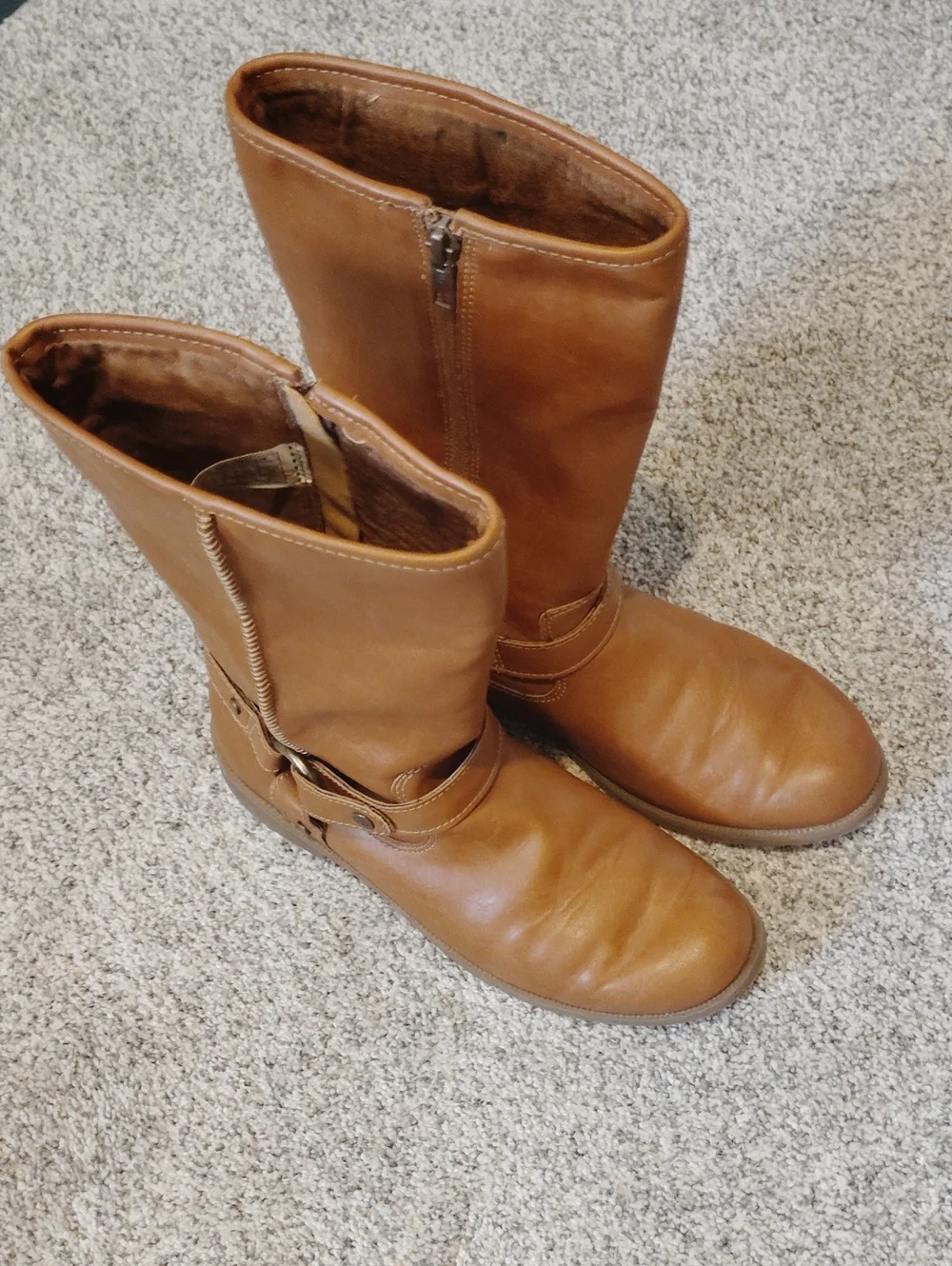 UGG Chestnut Leather Mid-Calf Buckle Boots 1094583K